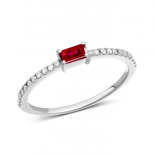 Ring with diamonds and ruby ​​1К441-0387