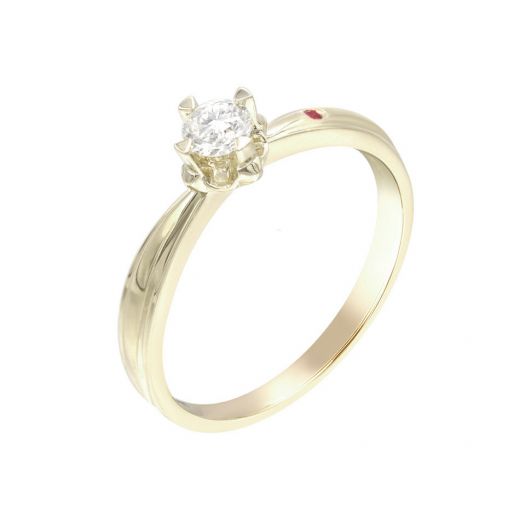 Gold ring with diamond and ruby ​​ZARINA Feelings