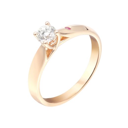 Кольцо из розового золота с бриллиантом и рубином ZARINA Верность