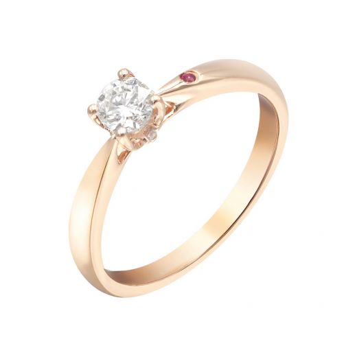 Кольцо из розового золота с бриллиантом и рубином ZARINA 