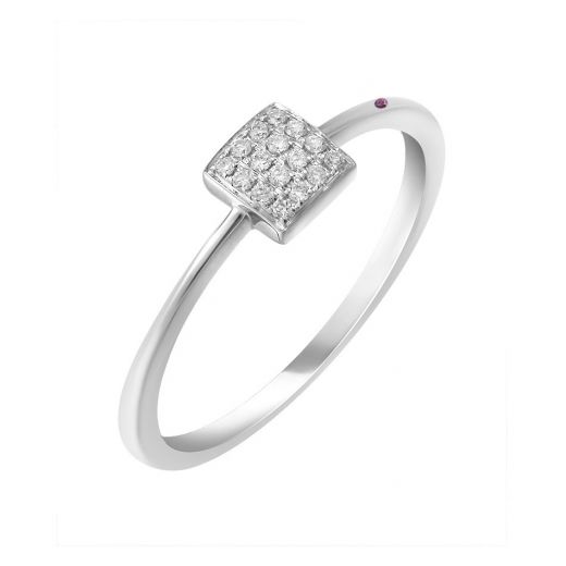 Ring in white gold with diamonds and ruby