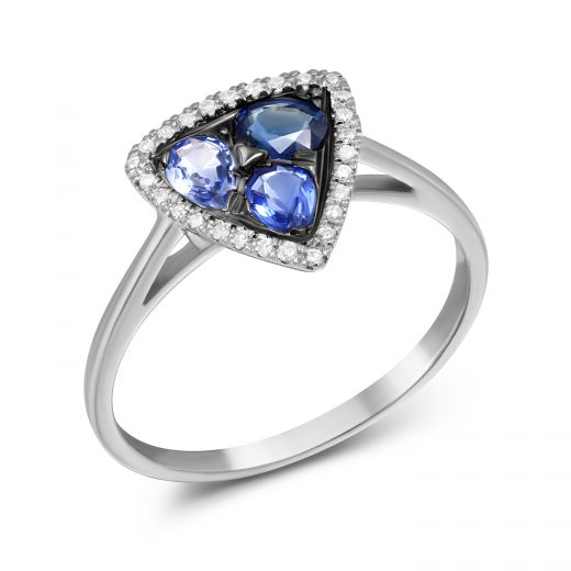 Ring with diamonds and sapphires 1К956-0029