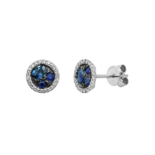 Earrings in white gold with diamonds and sapphires ZARINA