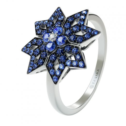 Ring in white gold with diamonds and sapphires ZARINA