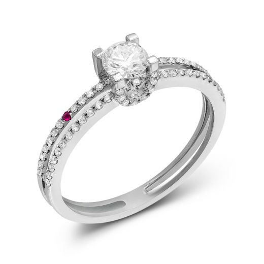 Ring with diamonds in white gold 1К034-1585