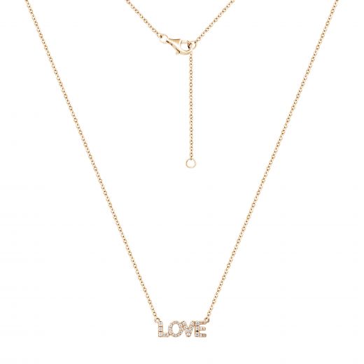 LOVE necklace in pink gold with diamonds