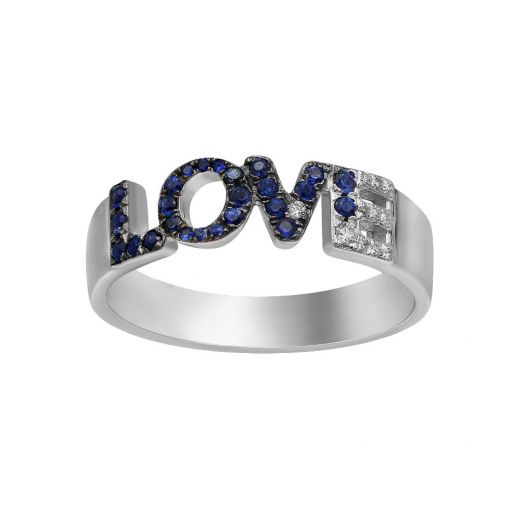 Ring in white gold with diamonds and sapphires ZARINA