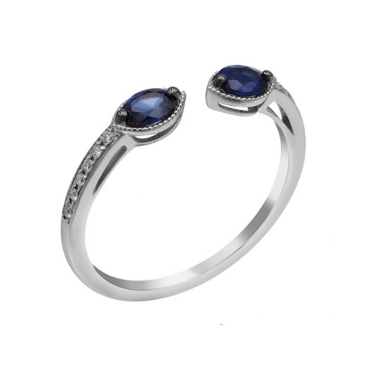 Ring in white gold with diamonds and sapphires ZARINA