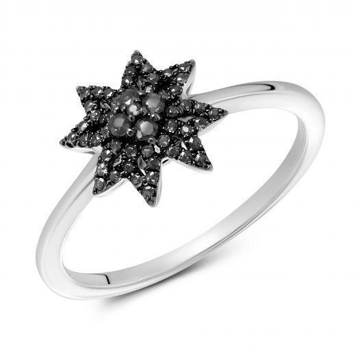 Кольцо с черными бриллиантами 1К759-0376