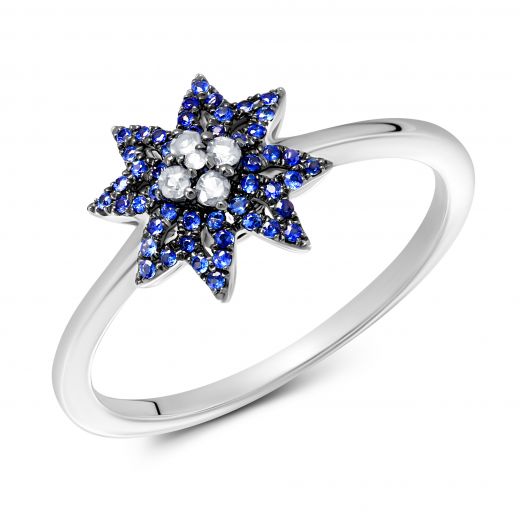 Ring with diamonds and sapphires 1К759-0376