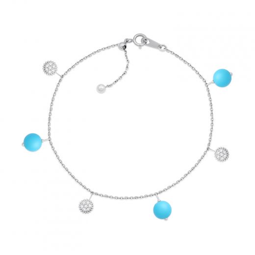 White gold bracelet with turquoise