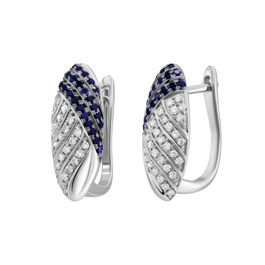Earrings with diamonds and sapphires in white gold 1С309-0001