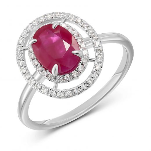 Ring with diamonds and oval ruby