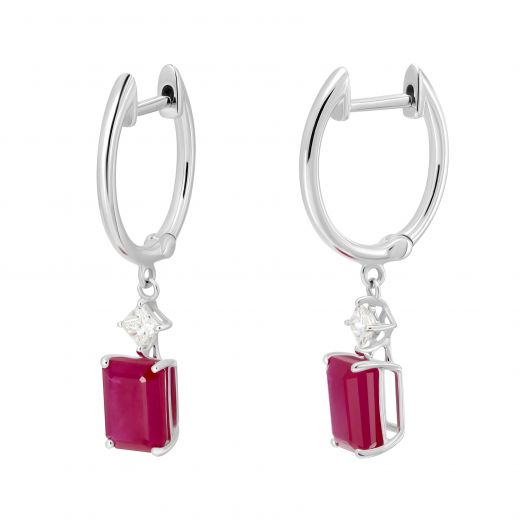 Earrings with diamonds and rubies