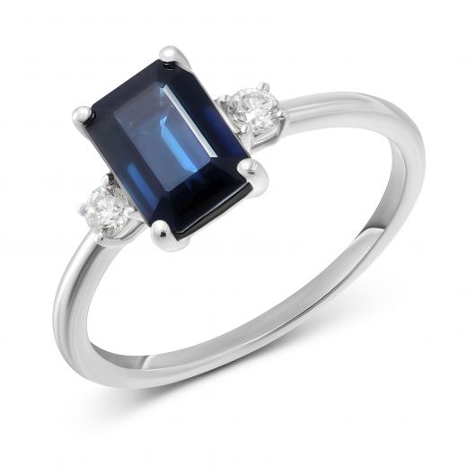 Ring with diamonds and sapphires in white gold 1К034-1615