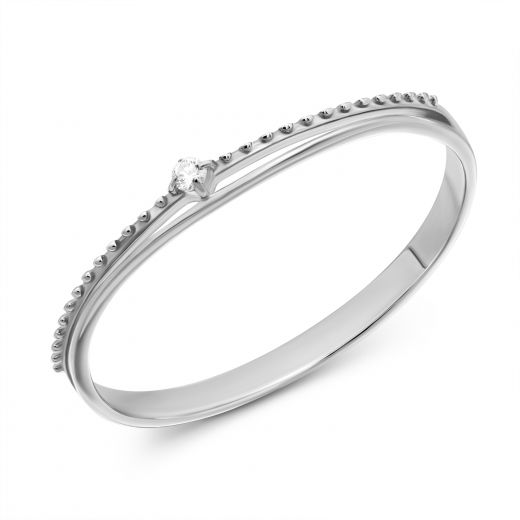 Flora ring with diamond in white gold
