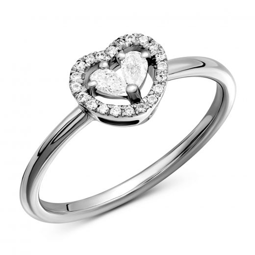 Ring with diamonds in white gold 1К809-0337