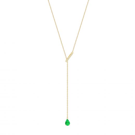 Necklace with diamonds and emeralds with yellow gold 1Л034ДК-1682