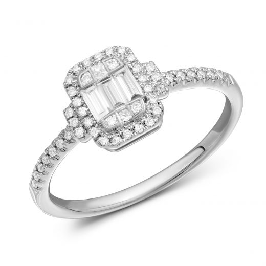 Ring with diamonds in white gold 1К034-1672