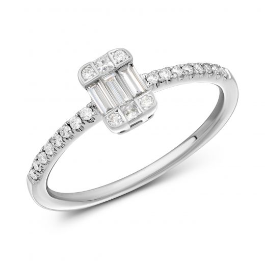 Ring with diamonds in white gold 1К034-1674