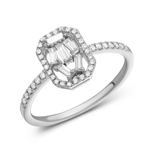 Ring with diamonds in white gold 1К034-1677