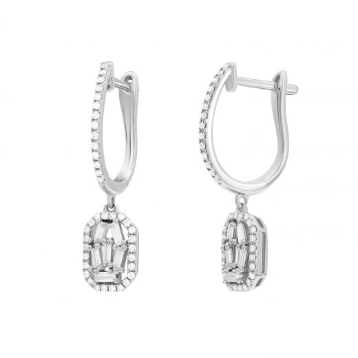 Earrings with diamonds in white gold 1С034-1453