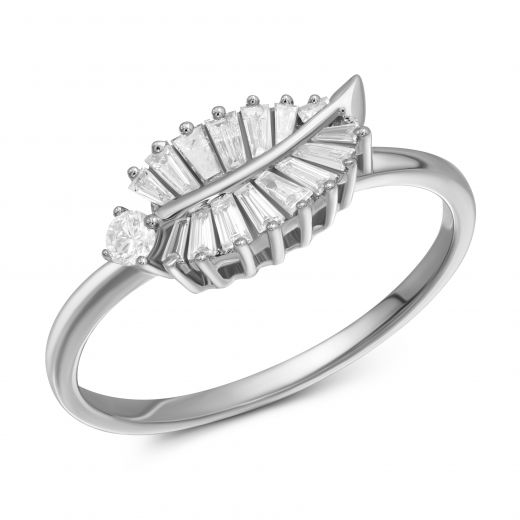 Ring with diamonds in white gold 1К809-0329