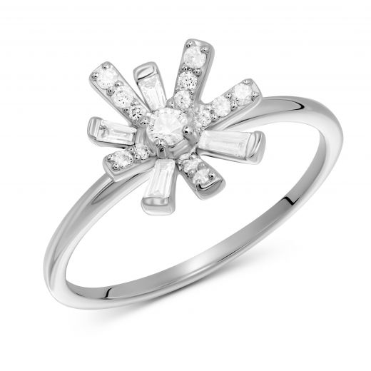 Ring with diamonds in white gold 1К809-0331