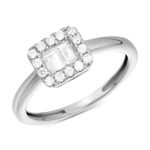 Ring with diamonds in white gold 1К809-0334