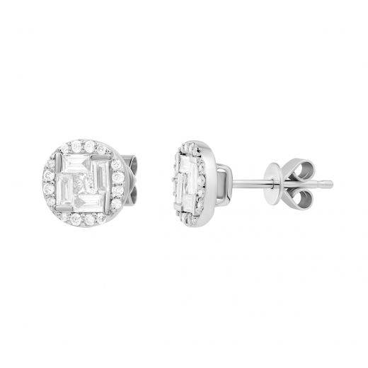 Earrings with diamonds in white gold 1С809-0355