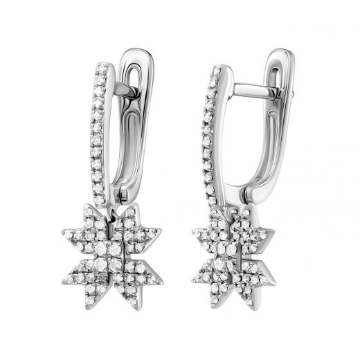 Earrings with diamonds in white gold 1С034-1455