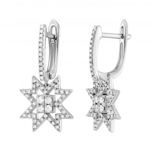Earrings with diamonds in white gold 1С034-1457