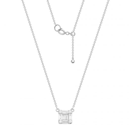 Necklace with diamonds in white gold 1L809-0128