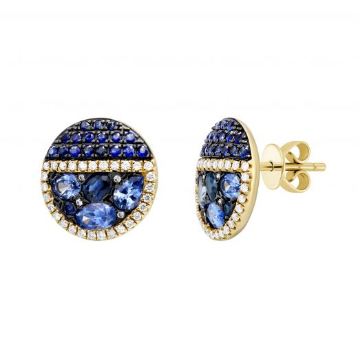 Earrings with diamonds and sapphires in yellow gold 1-207 255