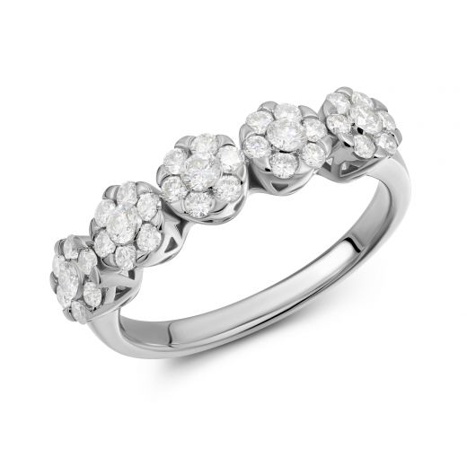 Ring with diamonds in white gold 1К193-0157