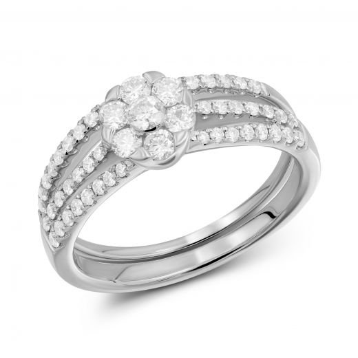 Ring with diamonds in white gold 1К193-0575