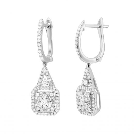 Earrings with diamonds in white gold 1С193-0578