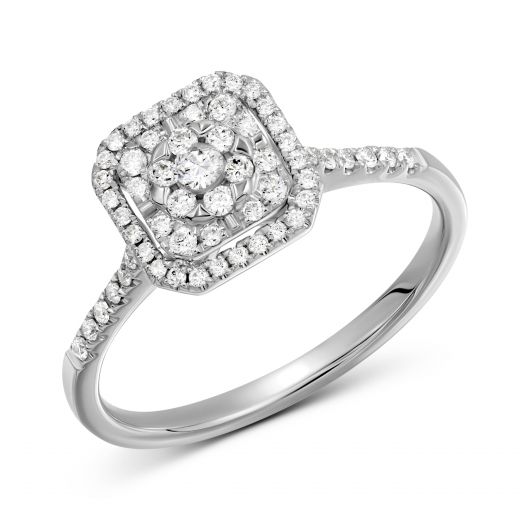 Ring with diamonds in white gold 1К193-0662