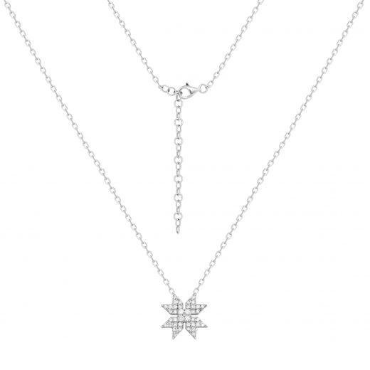 Necklace with diamonds in white gold 1Л034-0174