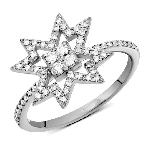 Ring with diamonds in white gold 1К034-1680