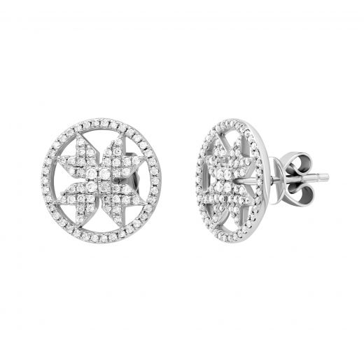 Earrings with diamonds in white gold 1С034-1459