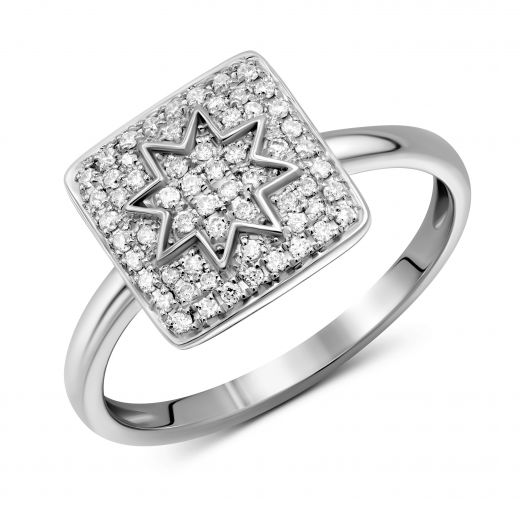 Ring with diamonds in white gold 1К034-1684