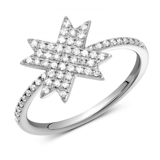 Ring with diamonds in white gold 1К034-1690