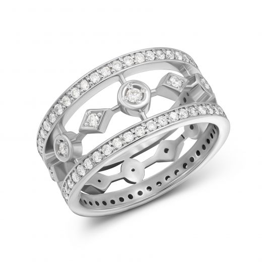 Ring with diamonds in white gold 1-207 953