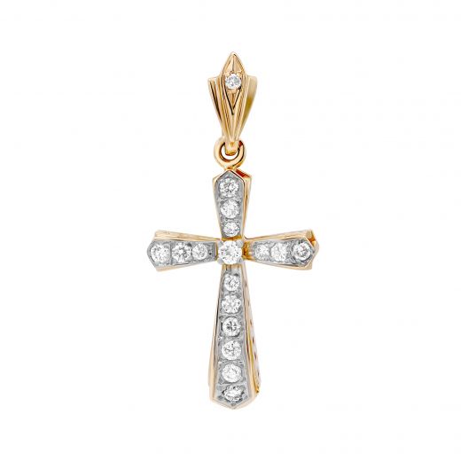 Cross pendant with diamonds in rose gold 1-242 842