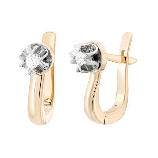 Earrings with diamonds in a combination of white and rose gold 1С955-0003