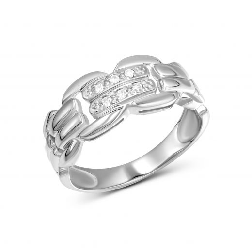 Ring with diamonds in white gold 1К955-0014