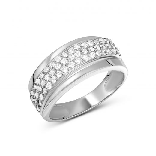 Ring with diamonds in white gold 1К955-0016