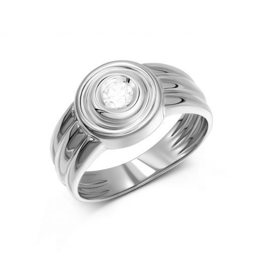 Ring with diamond in white gold 1К955-0056