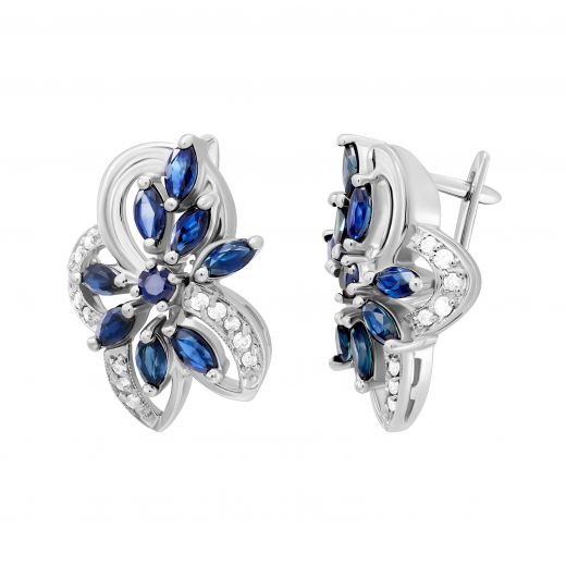 Earrings with diamonds and sapphires in white gold 1-209 550